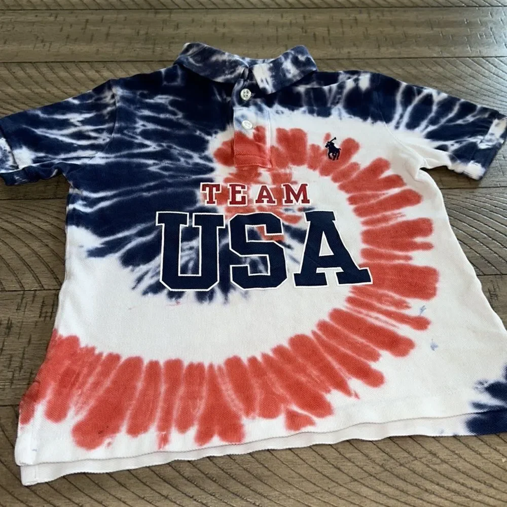 Team USA 🇺🇸 Tie Dye Classic Crew Polo Shirt by Ralph Lauren 2020 Limited Ed.